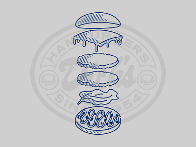 Dick's Drive-In Deluxe Deconstructed burger design illustration logo pnw screenprint seattle washington