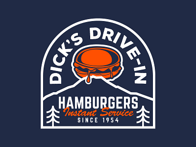 Dick's Drive-In PNW Badge badge burger design illustration logo patch pnw screenprint seattle typography washington