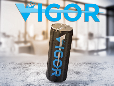 Vigor Logo and Can Design branding can design energy drink logo