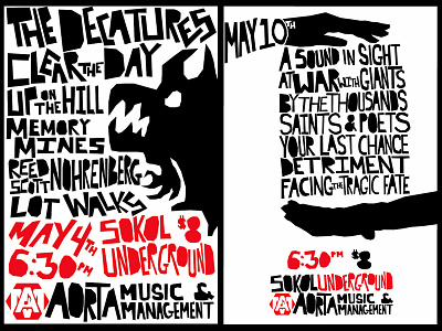 Hand Drawn Posters for Aorta hand drawn type music posters typography