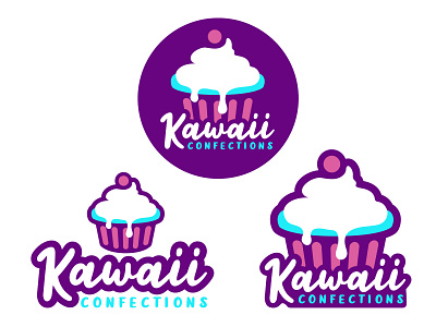 Kawaii Confections Logo bakery bellingham branding confection cupcake cute design icing illustration logo pnw typography vector washington