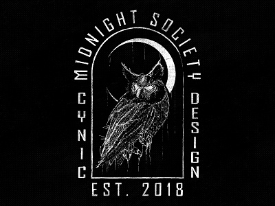 Midnight Society - Cynic Design Co. bellingham branding design distressed illustration logo moon owl pnw screenprint typography vector washington