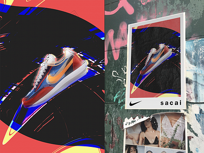 Nike x Sacai 2d 3d adobe advertising design graphic design nike photoshop poster poster design sacai shoe shoe design shoes typography