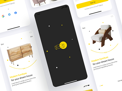 Hand Made Furniture App app black furniture illustration interoer design lighting mobile design sofa ui ui ux ui ux uiux user experience user interface ux web