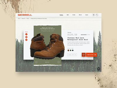 Merrell Shoes Concept: Add to Cart addtocart adventure boots checkout merrell pricing ui website