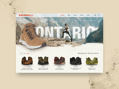 Merrell Shoe Concept: Home Page boots hiking homepage inspiration merrell shoes uiux