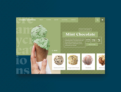 Creamy Creations - Mint icecream ui uiux uiuxdesign website website concept website design