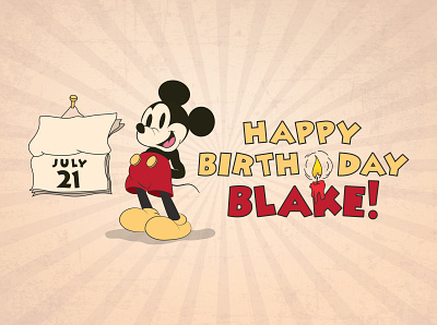 Mickey Mouse - Happy Birthday Card birthday birthday card disney illustration mickey mickeymouse