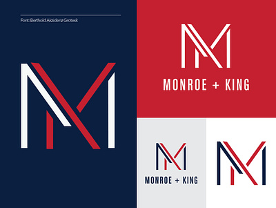 Monroe + King Athletic Co. Branding 3/4 apparel athletic branding combination king letter logo mk workout