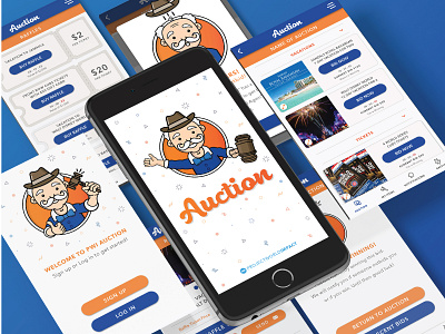 PWI Auction App app design illustration logo nonprofit ui ux