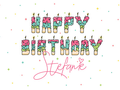 Happy Birthday birthday cake candles happy birthday illustration typogaphy