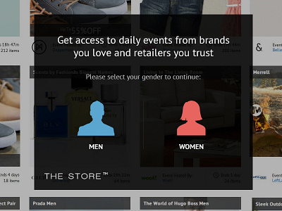 Popup for Select Gender in Fashion Store