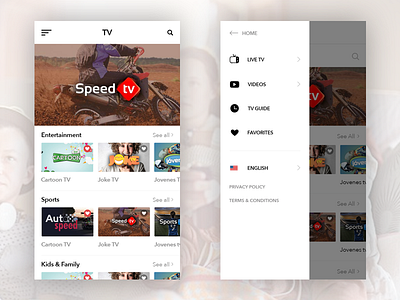 Viddigo - TV Home & Menu - Final Versions app interaction ios app streaming tv app video video app web