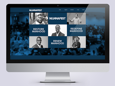 Mannafest Conference Website blue branding conference design gray grey houston logo men texas web design white