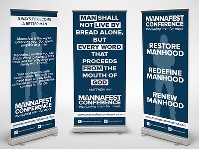 Mannafest Roll Up Banners allotey blue branding conference design graphics houston man men nathan texas white