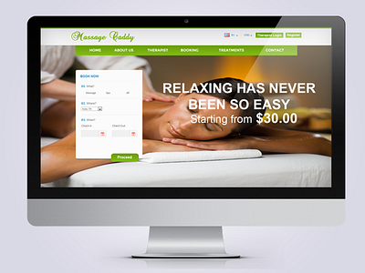 Massage Caddy Website booking design green reservation web website white