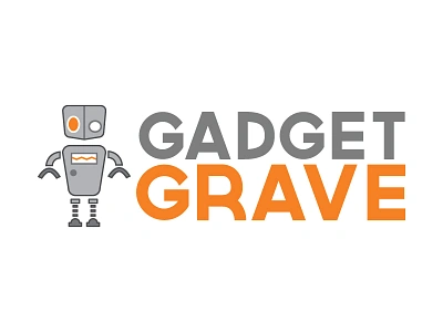 Gadget Grave New Logo arkansas branding clean fort smith gray logo orange robot simple symmetrical