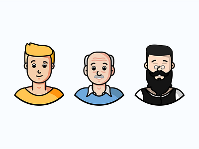 Characters bread character elder emoji emoticon emotions illustration man motorcyle outline people
