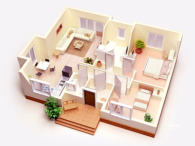 3d plan cottage 3d drawing