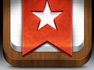 Wunderlist Icon app djea icon ios ipad iphone paper red ribbon star tasks velvet whoa wood wunderlist