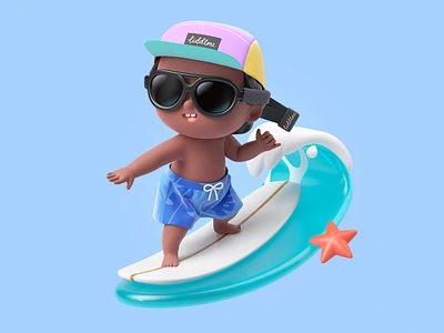 Surfs up, bruh 🤙 3d c4d character design cinema4d ocean octanerender render surfer zbrush