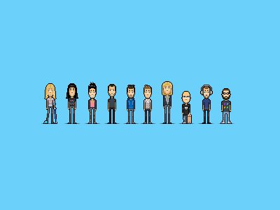 Pixel Team characters icon illustration pixel pokki