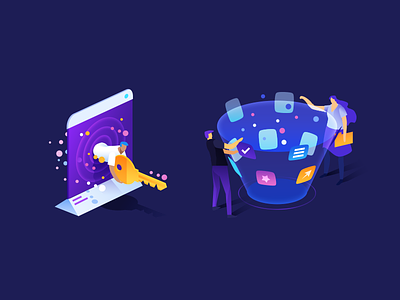Web Characters 2.0 character design gradient hero image icon illustration isometric landing page webdesign