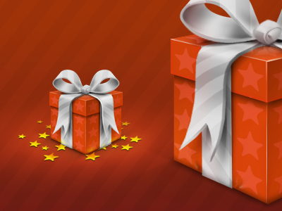 Merry Christmas box chrismas gift illustration red. icon ribbon stars xmas