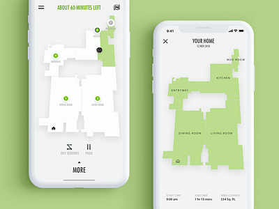 House Map in Roomba's Algorithm 2d animation app clean concept design digital flat interaction design interface minimal mobile motion design ui ux vector visual design