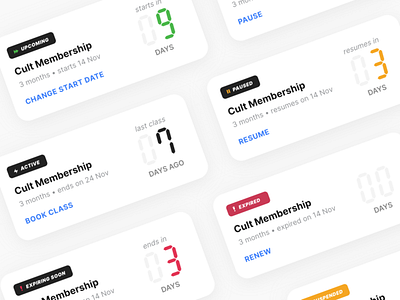 Digital Numerals & Cards app card cards ui clean components concept design digital numerals flat interface member membership membership card membership status minimal mobile ui ux visual design