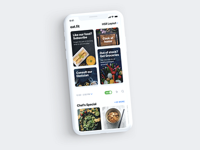 Beautiful bento-style cross-selling 2d app clean design flat mobile ui ux visual design