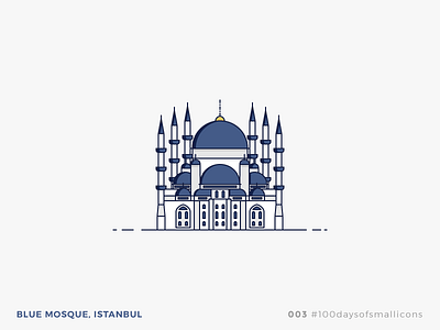003 - #100daysofsmallicons blue mosque building icon illustration istanbul landmark travel turkey vector world