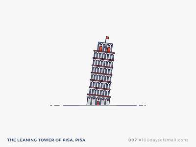 007 - #100daysofsmallicons building icon illustration italy landmark pisa tower of pisa travel vector world