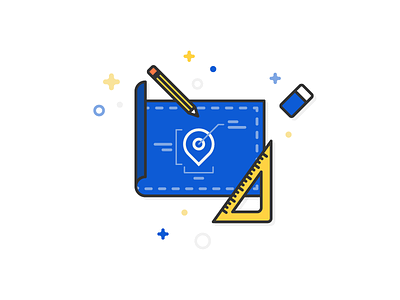 Blueprint icon - WIP blue blueprint clean design flat graphic icon icons illustration pencil ruler vector