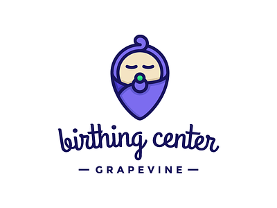 Birthing Center logo baby birth brand branding grape location logo purple texas