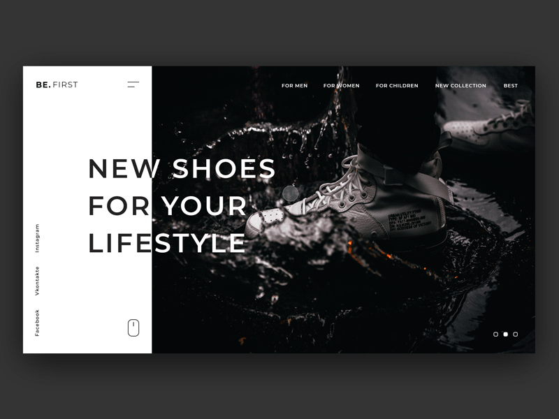 BeFirst animation design interaction minimal motion shoes sliders ui uidesign web webdesign website
