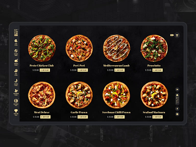 Pizza Catalog animation black e commerce food interaction motion pizza ui uidesign webdesign website