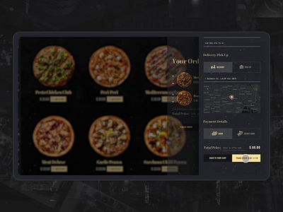 Pizza Checkout animation black checkout design e commerce food interaction motion pizza ui uidesign webdesign website