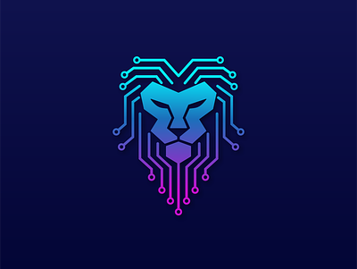 Lion Tech - Lion Head Technology Logo 3d animal logo blue business circuit design digital for sale icon illustration lion lion head lion tech logo logo design network sale tech technology