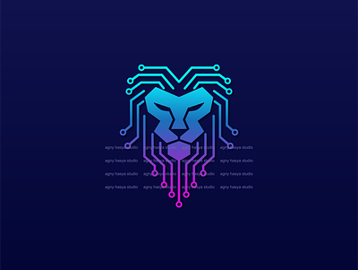 Lion Tech - Lion Head Logo animal logo blue circuit design digital forsale icon illustration lion lion head lion king lion logo logo logo design minimalist logo network sale tech technology logo vector