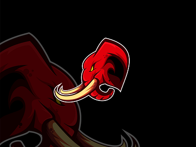 Red Giant Elephant Esport Mascot Logo Design