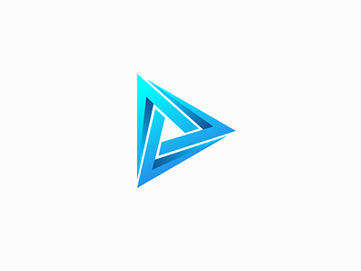 Play Icon with Creative Triangle Form blue design icon app illustration logo logo 3d logo design play icon play icon logo technology logo triangle