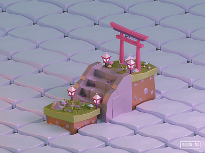 Japanese temple - 3d low poly model