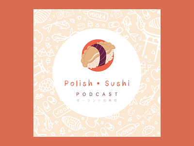 Polish sushi - podcast logo and cover branding dishes graphic design illustration japan art japan illustration japan logo logo logo art logo design nigiri pierogi podcast cover podcast logo poland sushi