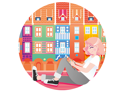Me & Poznan 2d art character city cute desing flat girl graphic happy illustration people poland portait vector