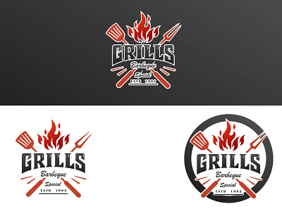 Grills and barbeque logo design branding design grill and barbeque logo grill food logo grills logo logo template vector