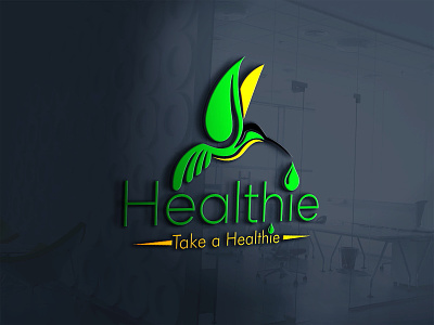 Healthie logo 3d branding drops logo graphic design humming hummingbirds logo