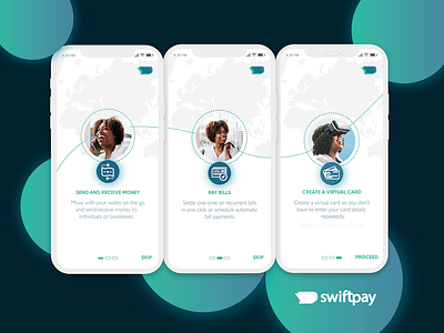 Onboarding screens for swiftpay - A mobile wallet app