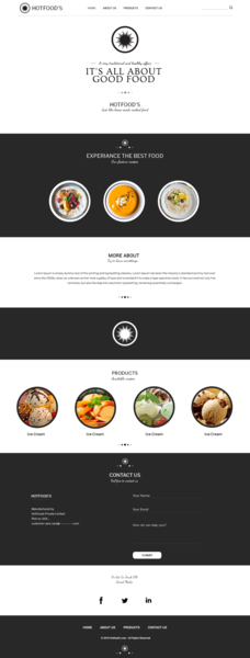 Hotfoods food footer hotfoods navbar products uidesigns webpage