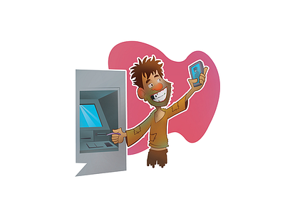 Beggar Taking Selfie With ATM Stickers cartoon beggar chatstickers indiancartoon indianstickers